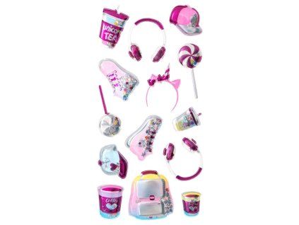 3D samolepky Pinky s přesýpacími třpytkami