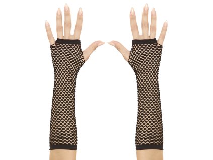 Rukavičky bez prstů síťované černé 33cm