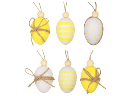 Vajíčka s korálkem plastová na zavěšení 4 cm, 6 ks v sáčku