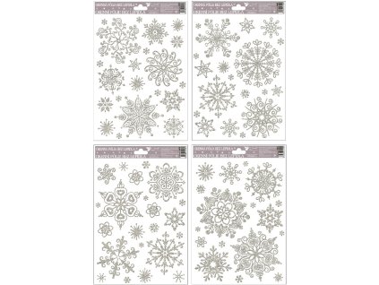 Okenní fólie vločky sněhový efekt stříbrná,27x20cm