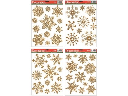 Okenní fólie vločky zlaté 28x22cm