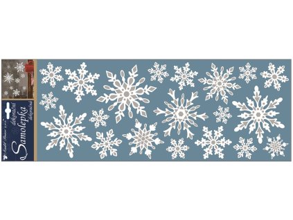 Samolepky bílé s kovovým efektem 57x20 cm, vločky