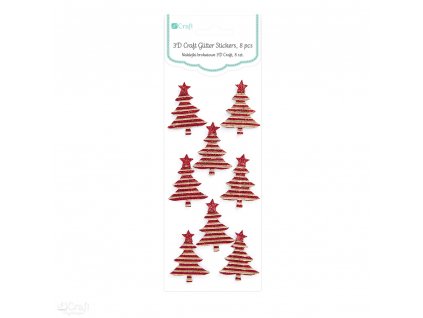Samolepky vánoční 3D - TREES, 8 Ks RED