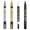 Posca PC-3M sada popisovačů Posca, 0,9 - 1,3 mm, 4ks, černá, bílá, stříbrná, zlatá