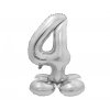 Fóliový balónek SMART samostojný číslo 4, stříbrný, 72 cm