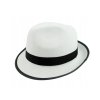 "Gangster" klobouk, bílý s černým lemováním, velikost unisex