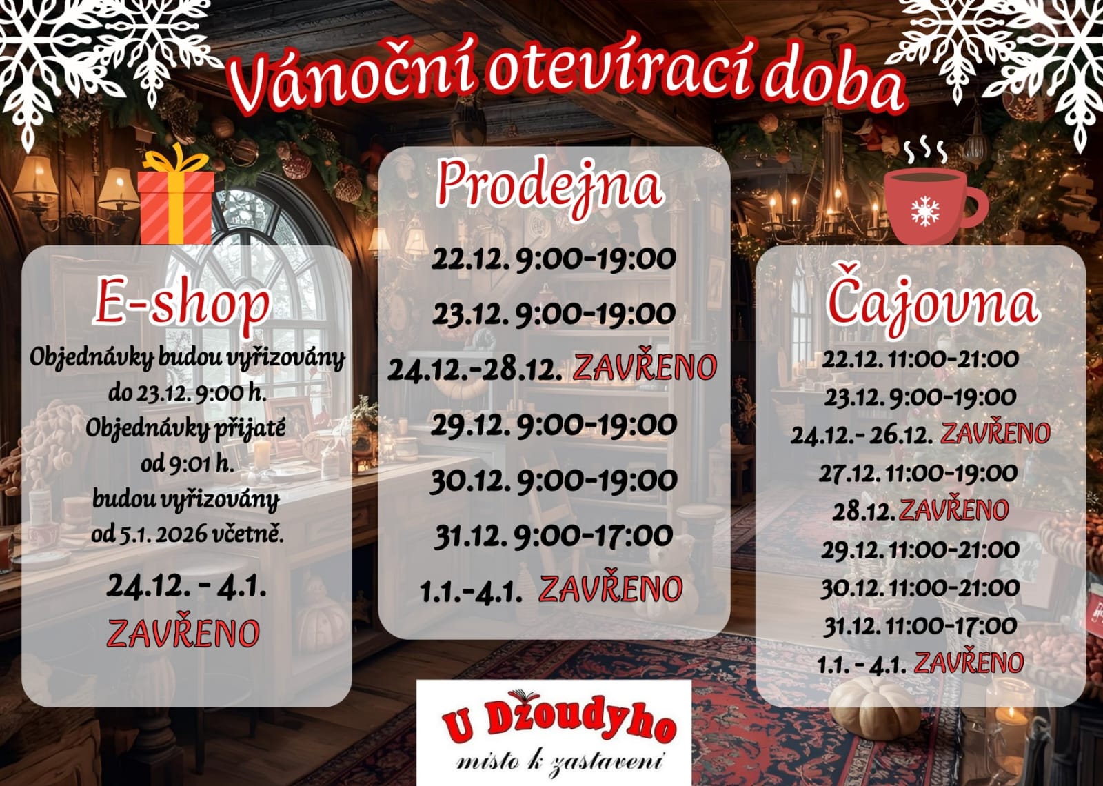 🎄Vánoční otevírací doba
