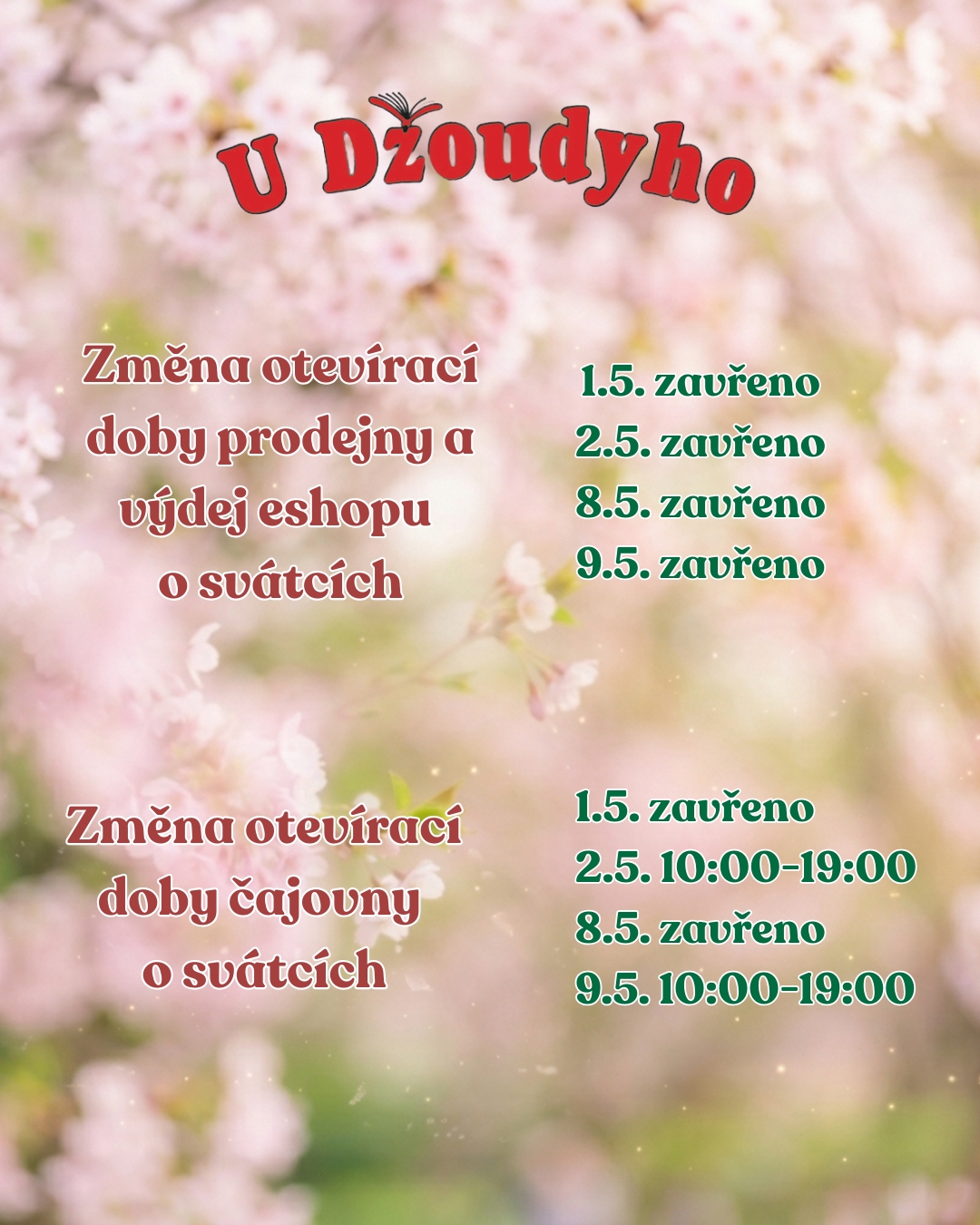 Otevírací doba o svátcích Květen 2026