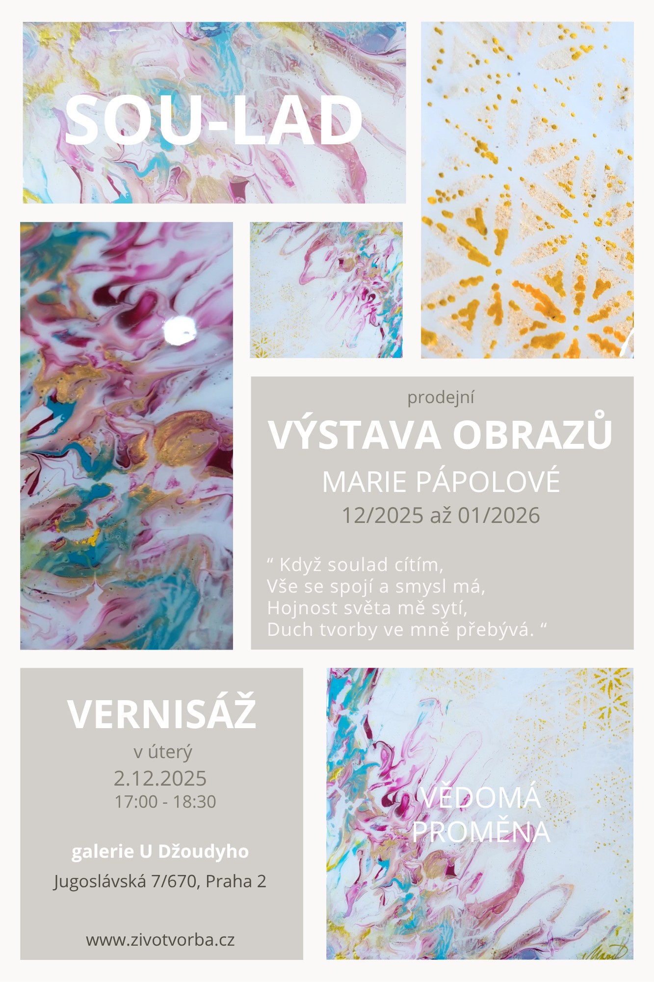 Prodejní výstava obrazů Marie Pápolové PROSINEC 2025 - LEDEN 2026