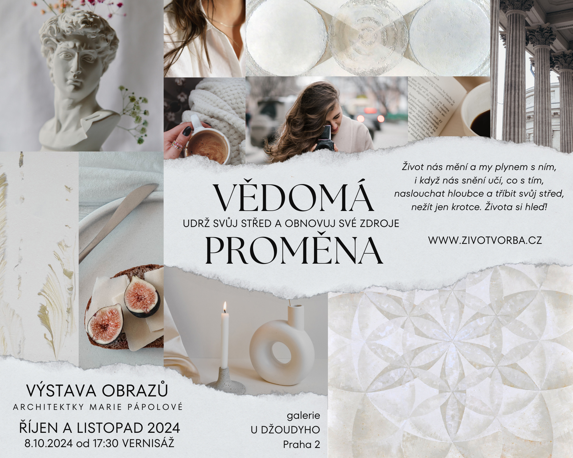 Prodejní výstava obrazů architektky Marie Pápolové: Udrž svůj střed a obnovuj své zdroje, z cyklu Vědomá proměna ŘÍJEN - LISTOPAD 2024