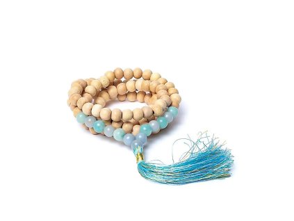 Mála z angelitu, amazonitu a semen tulsi