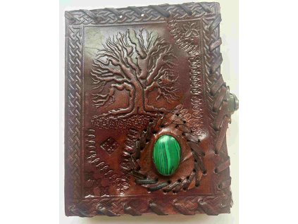 Kožený deník hnědý - Strom (malý S, čistý papír)