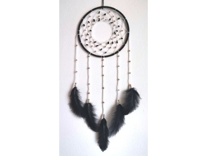 Lapač snů Černobílý s obsidiánem 15 cm