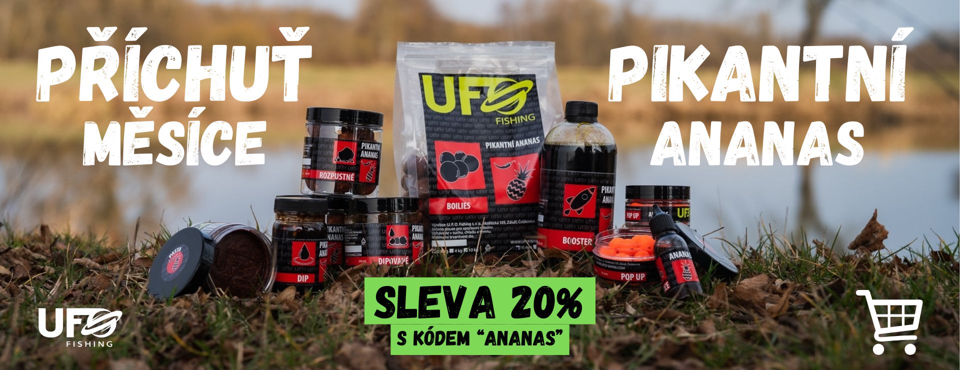 Boilies UFO FIshing Pikantní ananas celá řada produktů v akční slevě 20 %
