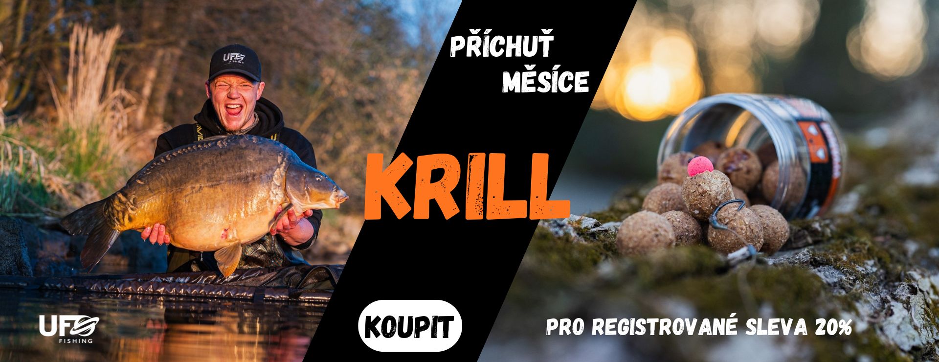 ulovený kapr na boilies Krill