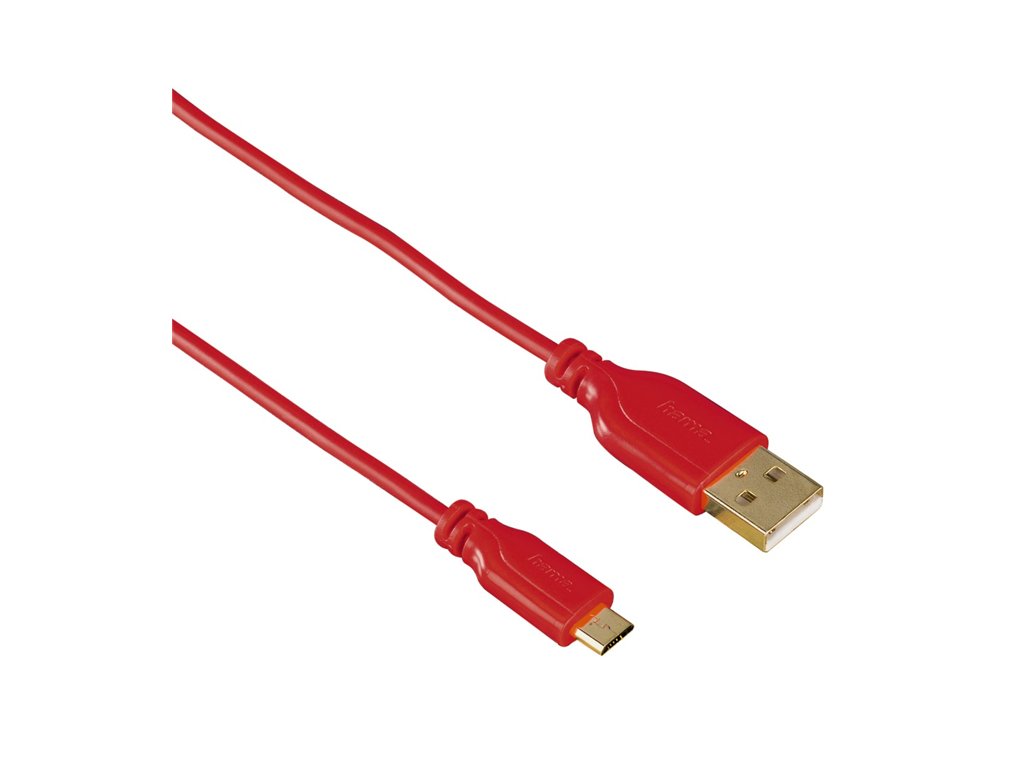 Kabel micro USB Flexi-Slim - oboustranný konektor 75 cm červený