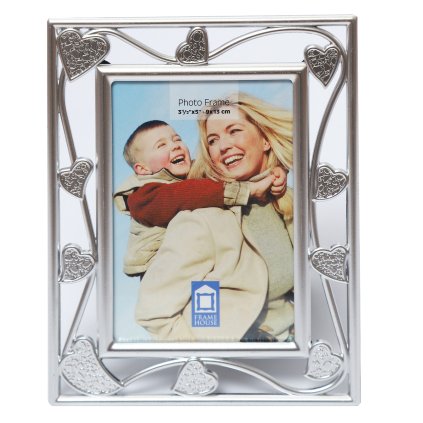 Fotorámeček 9x13 cm stříbrný - S srdíčka