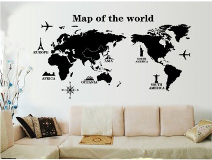 samolepky na zed mapa sveta 3