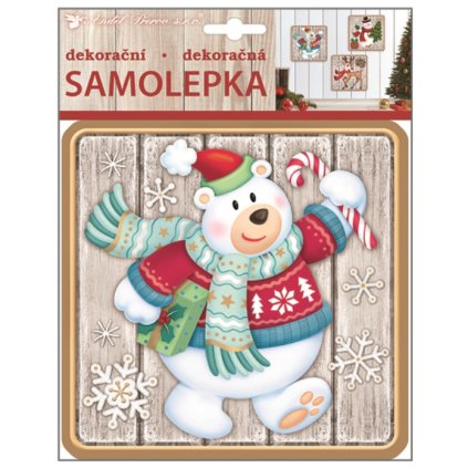 Samolepky na zeď 3D MEDVÍDEK VÁNOČNÍ