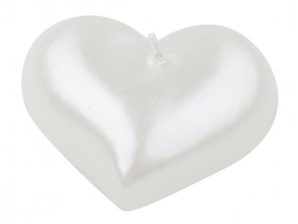 Svíčka valentýnská - srdce LAK bílé