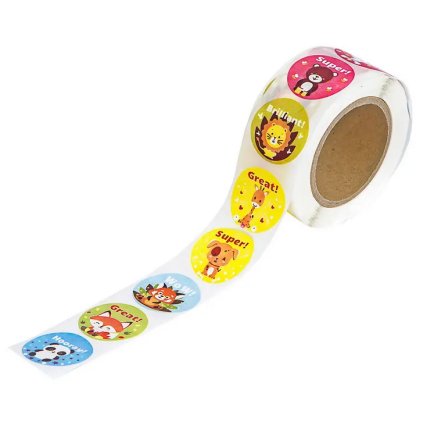 Samolepky papírové na rolce DPNK-256 zvířátka a nápisy DP