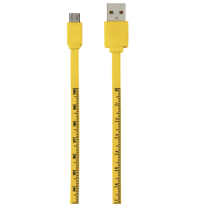 Levně Hama micro USB kabel Metr 1 m měřítko žlutý