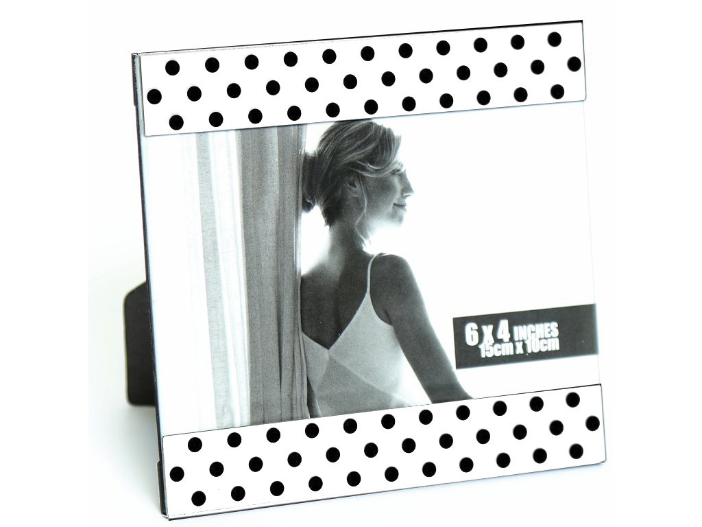 Fotorámeček kovový - 10x15 bílý černý puntík