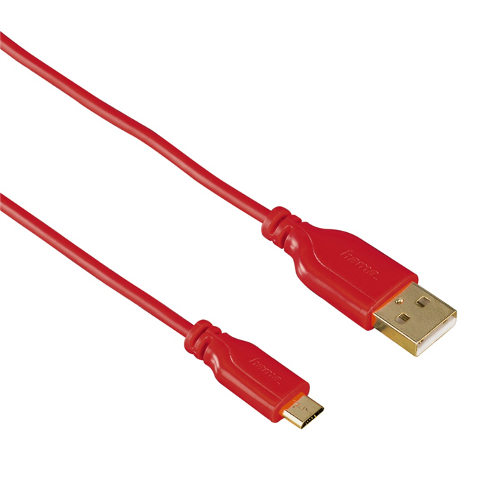 Levně Kabel micro USB Flexi-Slim - oboustranný konektor 75 cm červený