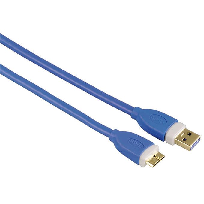 Kabel USB 3.0 typ A - micro B - 180 cm modrý