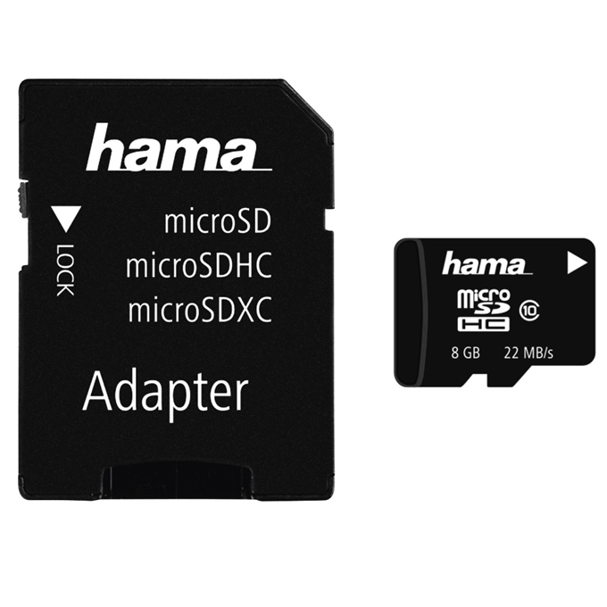 Levně Hama microSDHC 8 GB Class 10 + Adapter/Mobile 22 MB/s