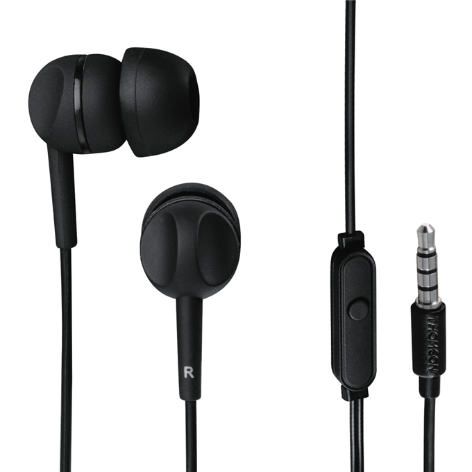 Levně Hama Thomson sluchátka s mikrofonem EAR3005, silikonové špunty, černá