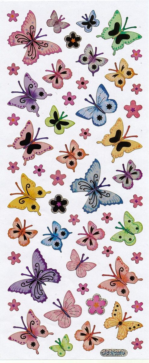 Nálepky do fotoalba Motýlci a květiny