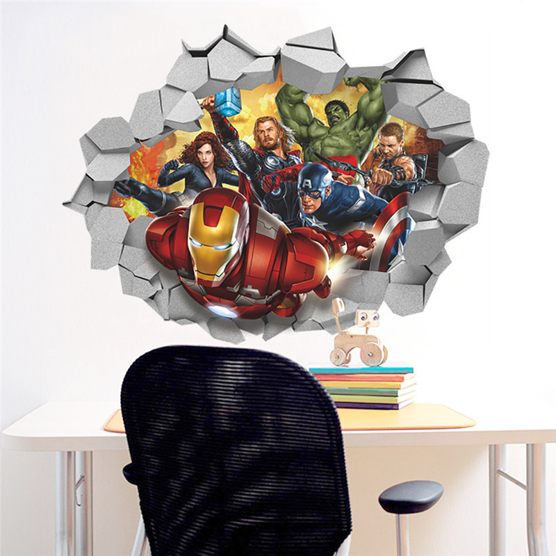 Levně U Foťáka Samolepka na zeď 3D Avengers ve zdi 60x45cm