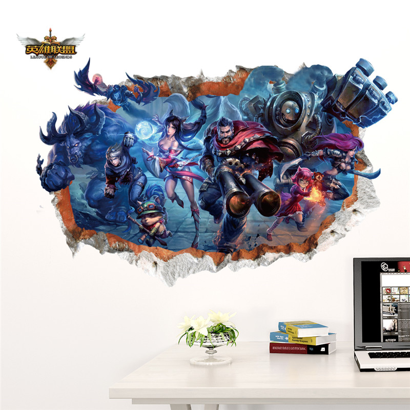 Samolepka na zeď 3D League of Legends ve zdi 90x60cm