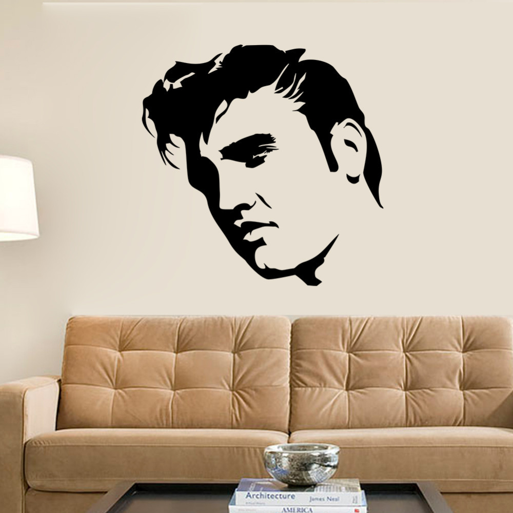 Samolepka na zeď Elvis Presley obličej silueta 52x52cm
