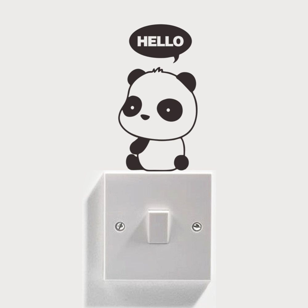 Samolepka na zeď na vypínač Panda HELLO 8x14cm