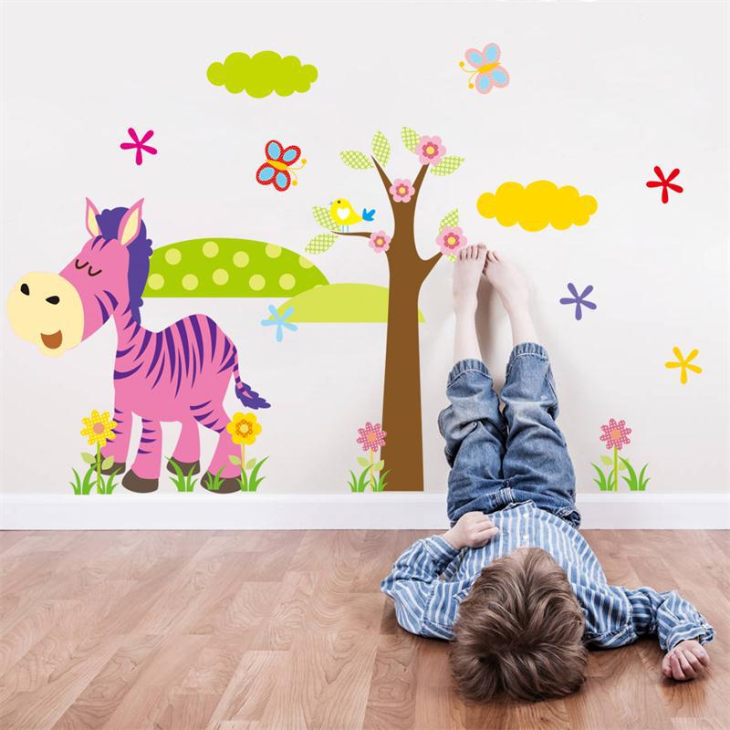 Samolepky na zeď Zebra a strom dětské 46x36cm