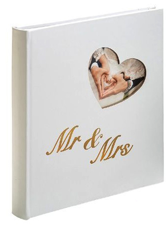 Svatební fotoalbum na růžky 60 stran - Mr a Mrs bílé