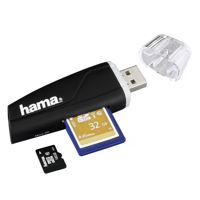 Levně Hama Čtečka karet SD/microSD černá