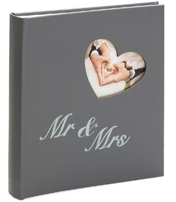 Svatební fotoalbum na růžky 60 stran - Mr a Mrs šedé