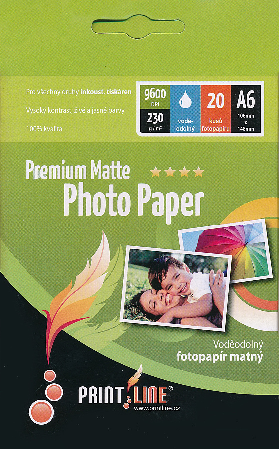 Levně PRINTLINE Fotopapír Ink Jet jednostranný A6 230g/m2 matný PLNP06