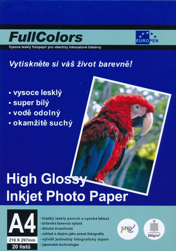 Levně EUROPEN Fotopapír Ink Jet jednostranný 200g/m2 A4 LESKLÝ - 8813