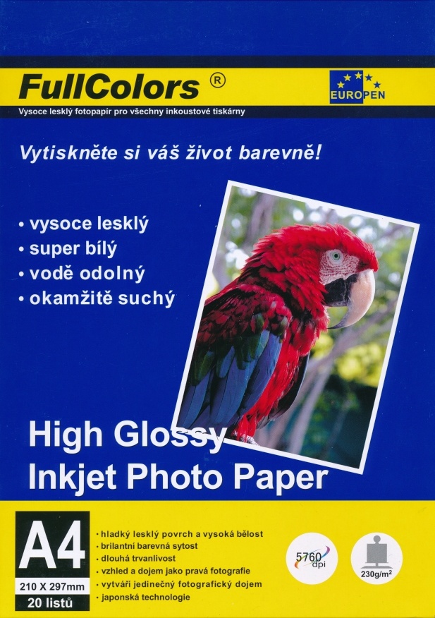 Fotopapír Ink Jet jednostranný 230g/m2 A4 LESKLÝ - 3900