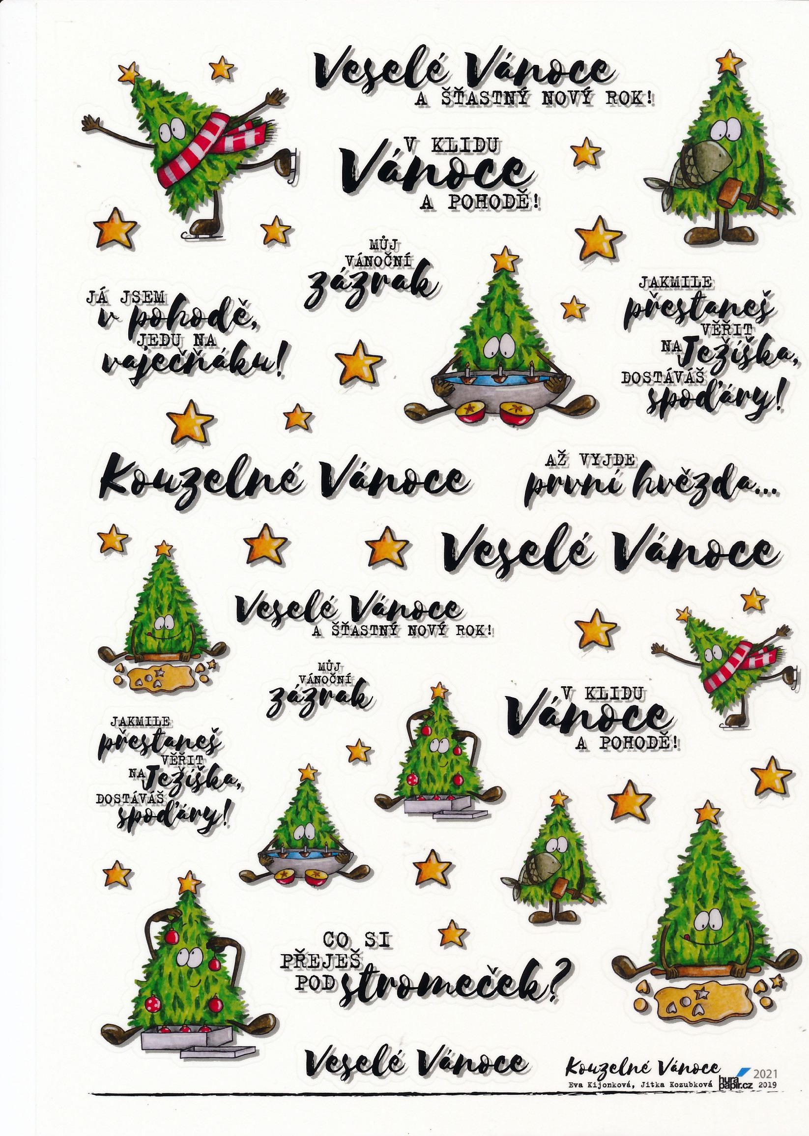 Levně Hurá papír Samolepky A4 - Kouzelné Vánoce - neprůhledné