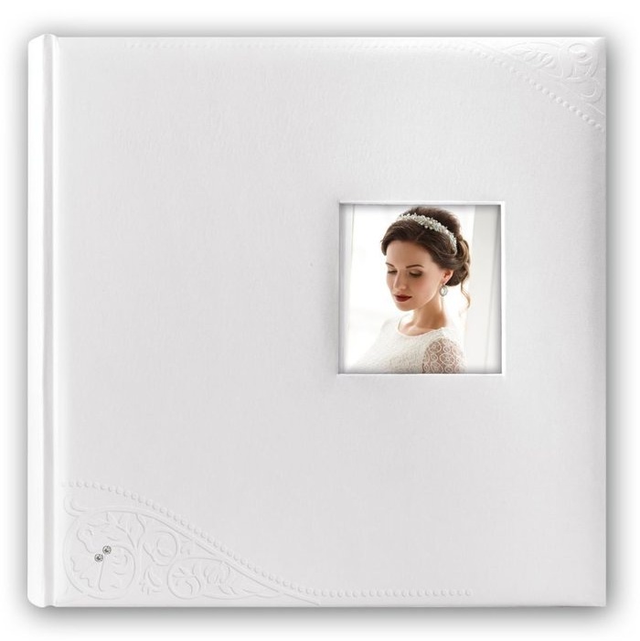 Svatební fotoalbum na růžky 60 stran - BRIANNA bílá s okénkem - SLEVA