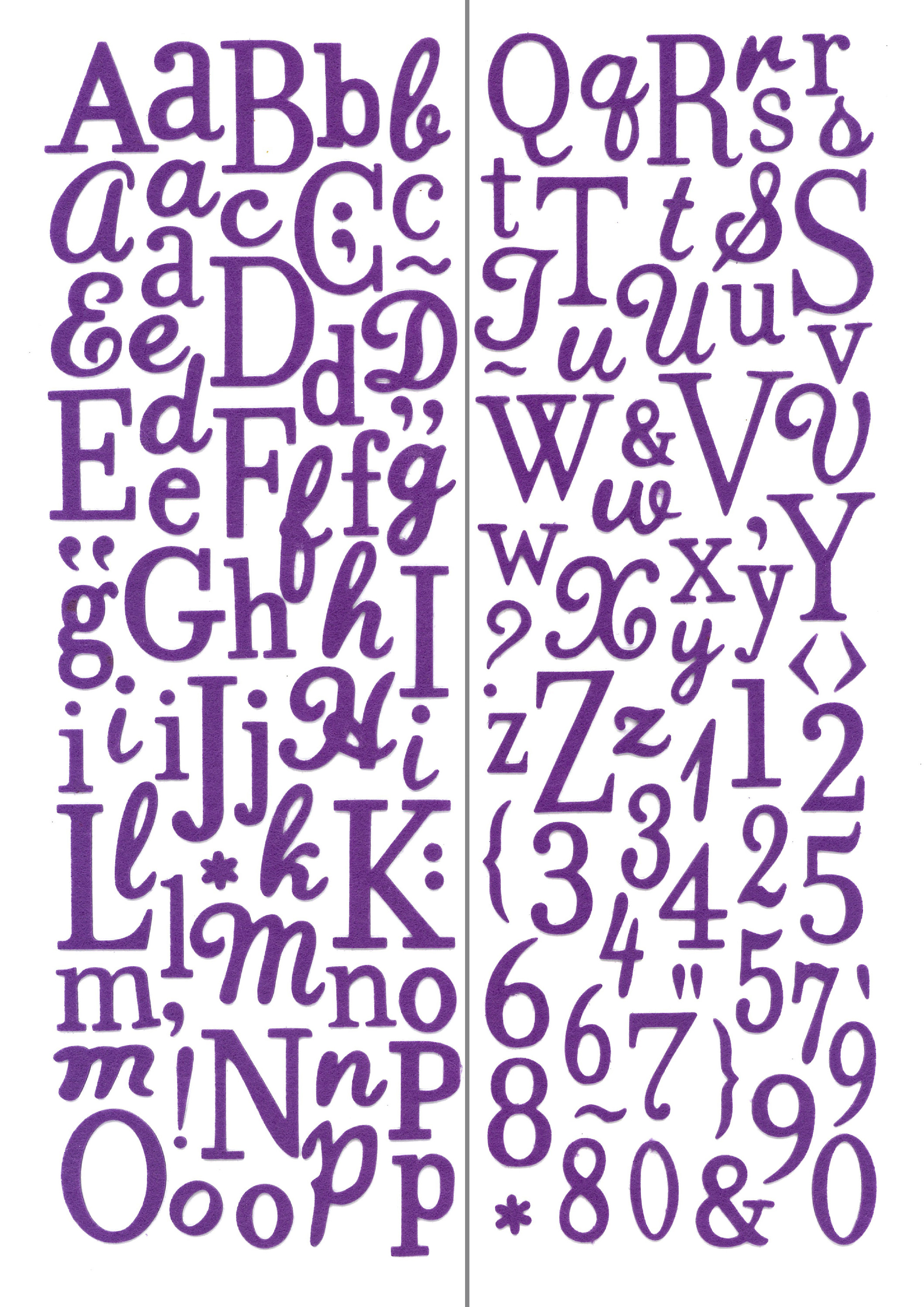 Nálepky do fotoalba abeceda VELKÁ fialová