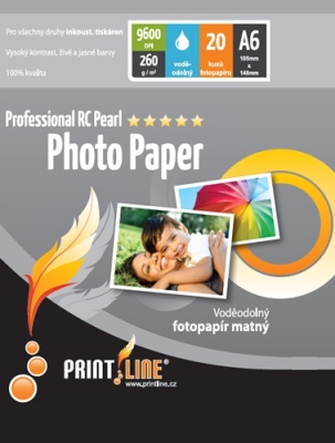 Levně PRINTLINE Fotopapír Ink Jet jednostranný A6 260g/m2 PLNP08 pearl