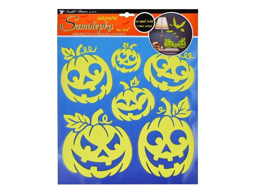 Samolepky HALLOWEEN svítící ve tmě - dýně