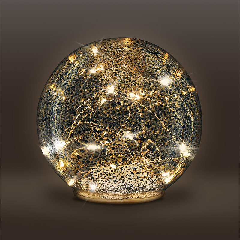 Levně Solight LED skleněná vánoční koule, 20LED, měděná struktura, 3x AAA