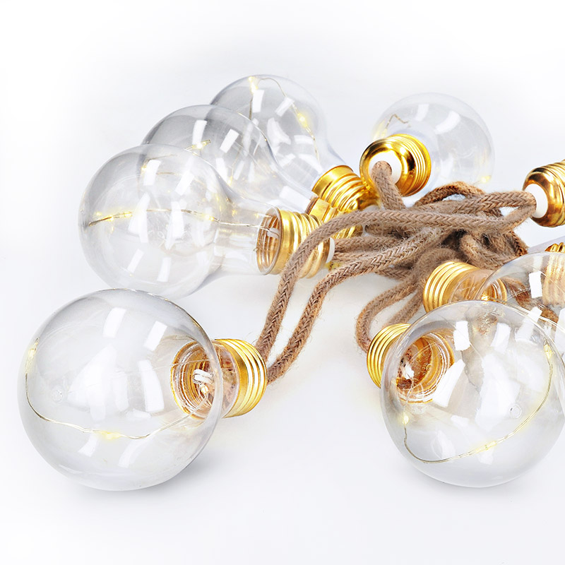 Levně Solight LED dekorativní žárovky na přírodním provazu, 10x žárovka, 30LED, 180cm, časovač 3x AA